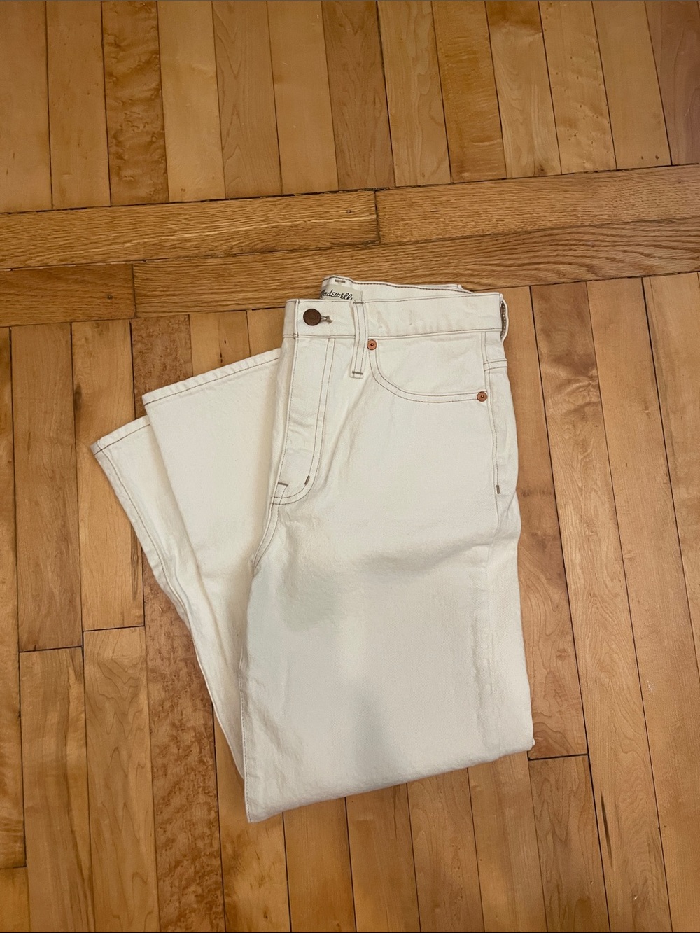 Madewell Cream Straight-Leg Jeans